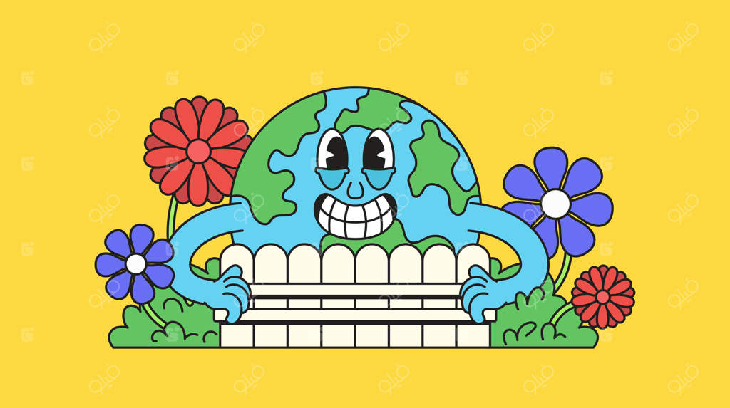 زمین شاد با باغی از گل‌ها