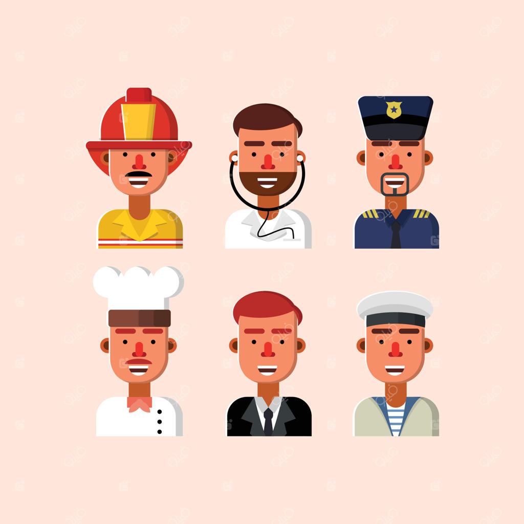 وکتور تصویرسازی مشاغل و حرفه‌ها با طراحی تخت