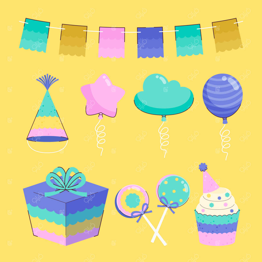 عناصر طراحی دستی مجموعه تولد