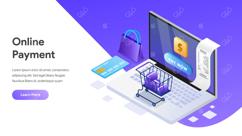 مفهوم پرداخت آنلاین به صورت ایزومتریک برای صفحه فرود، صفحه اصلی و وب‌سایت
