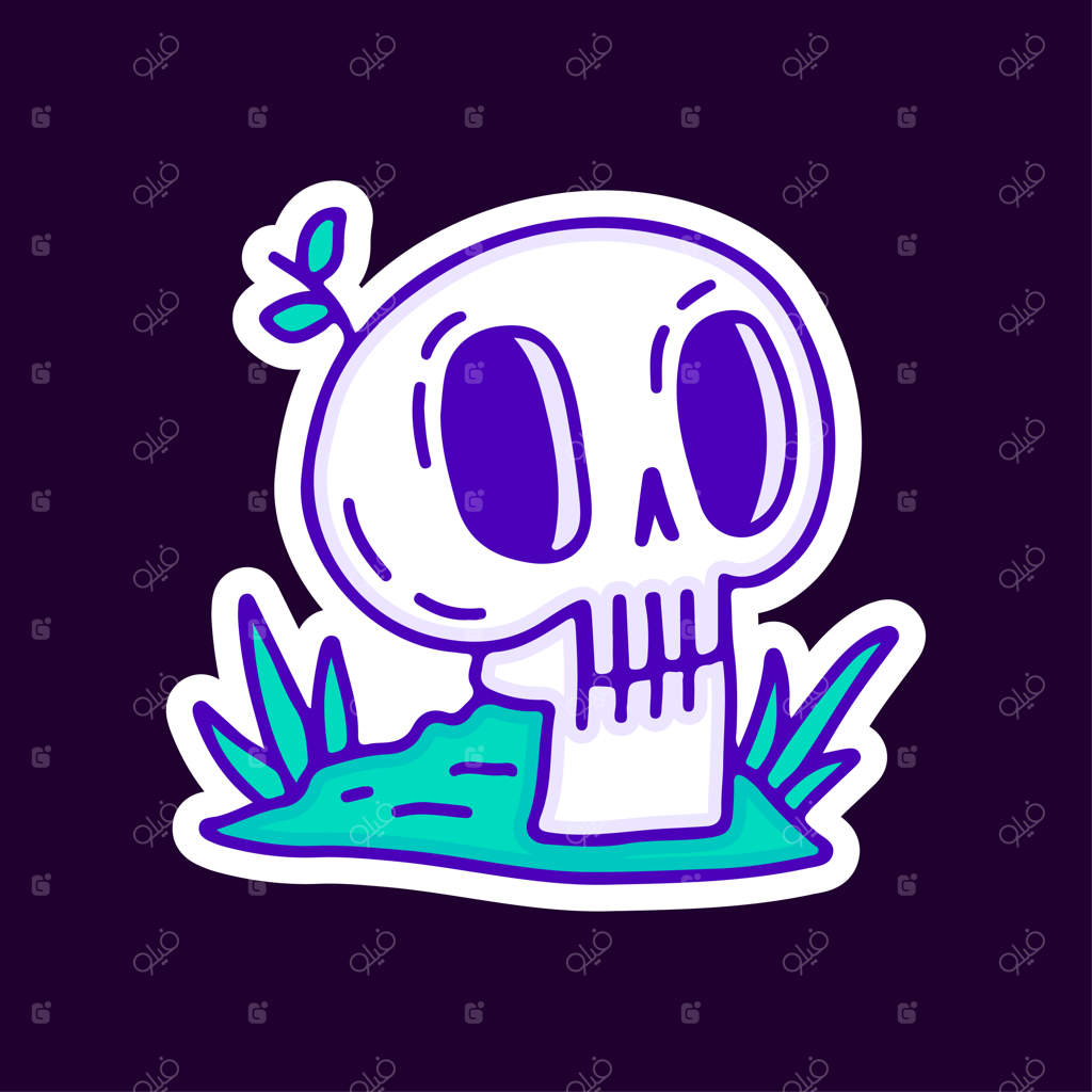 کارتون کله اسکلت وحشی، طراحی مناسب برای تیشرت، استیکر یا لباس.