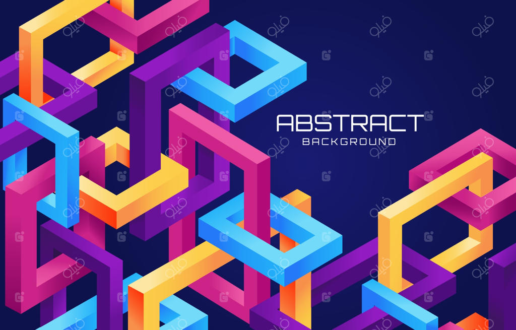 پس‌زمینه مدرن و رنگارنگ مربعات و مستطیل‌های درهم‌تنیده
