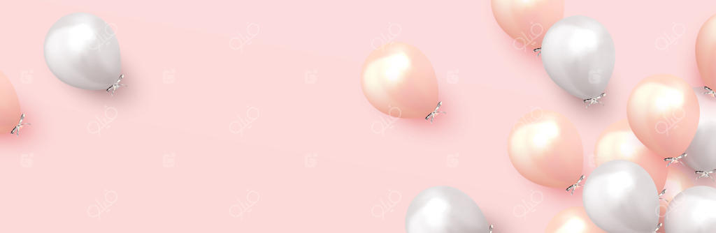 پس‌زمینه جشن با بادکنک‌های هلیومی: جشن تولد، پوستر و بنر سالگرد مبارک. عناصر تزیینی و واقعی طراحی. 3D وکتور بادکنک به رنگ صورتی و سفید. اوج گرفتن بادکنک‌ها.