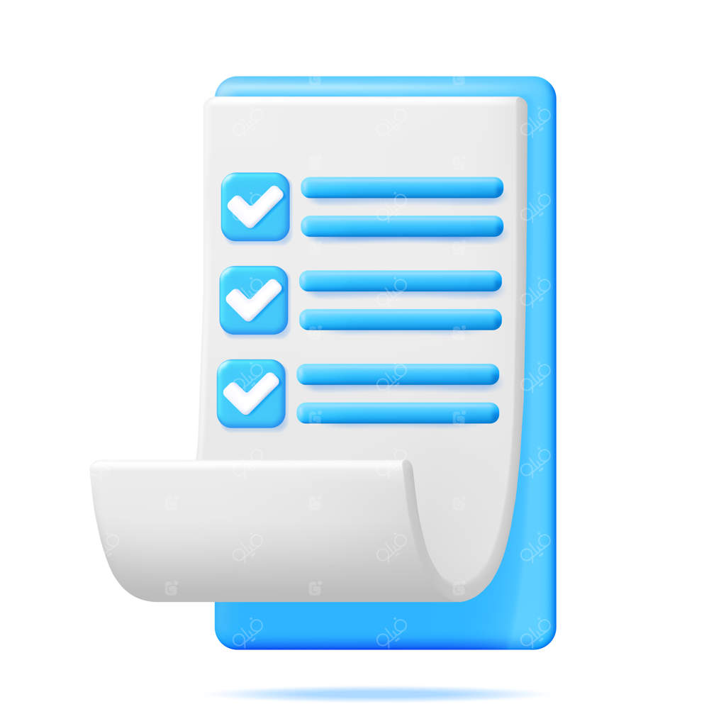 پایه نگهدارنده کاغذ سه‌بعدی با نماد بررسی لیست