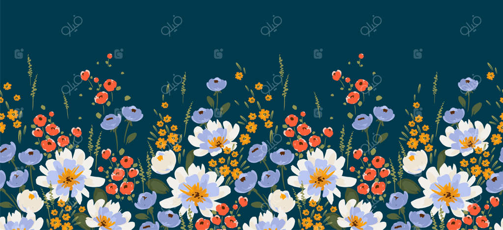 طرح بردر گلدار یکدست برای جلد کاغذ، پارچه، دکور داخلی و موارد دیگر