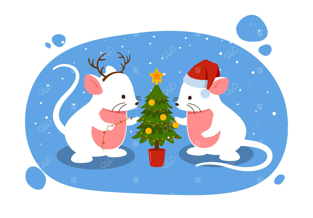 موش درخت کریسمس را تزیین می‌کند