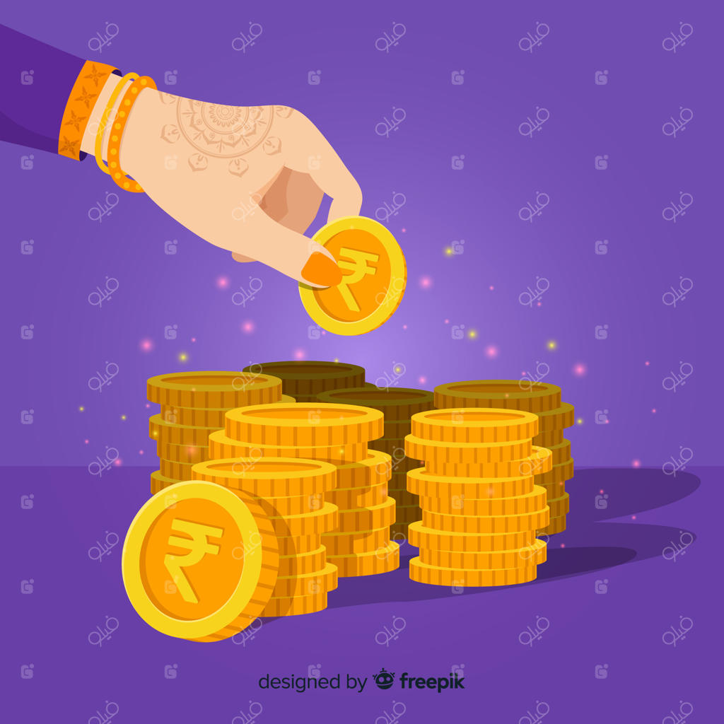 پشته سکه های طلا به روپیه هند