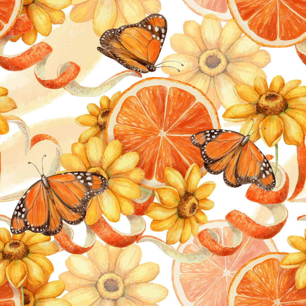 پترن پروانه‌ها و گل‌های رنگارنگ