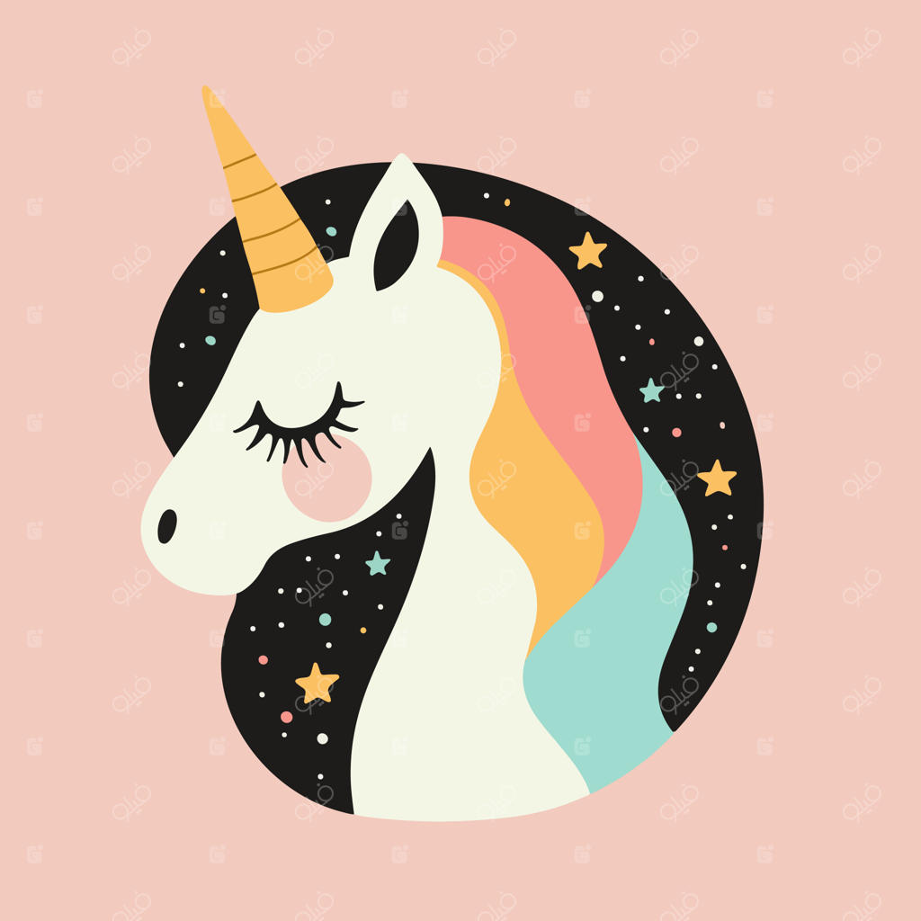 تصویرسازی وکتور مینیمال تک‌شاخ بامزه