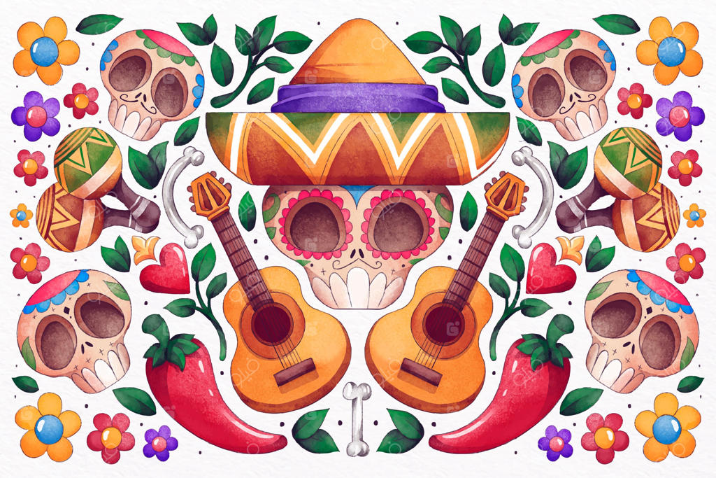 پیش‌زمینه نقاشی شده روز مردگان