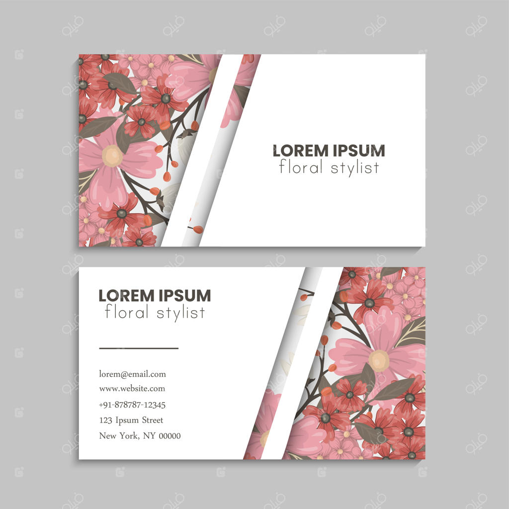 مجموعه کارت ویزیت با طرح گل‌ها