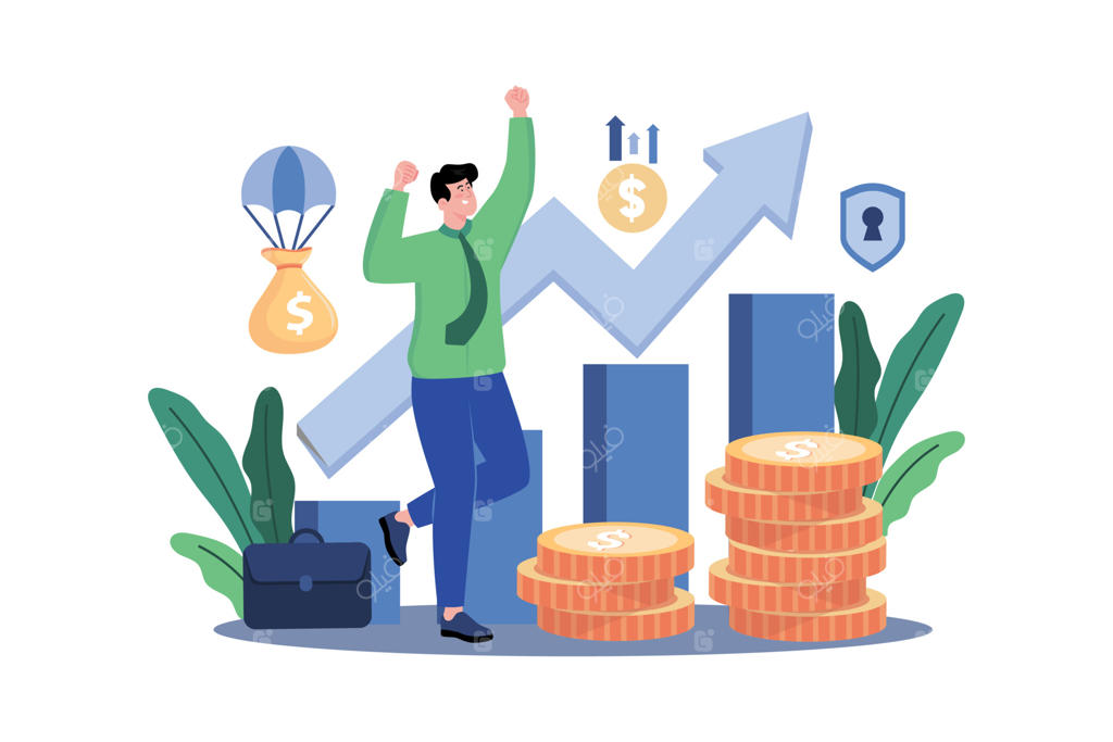 تصویرسازی مفهومی تاجر موفق با پس‌زمینه سفید