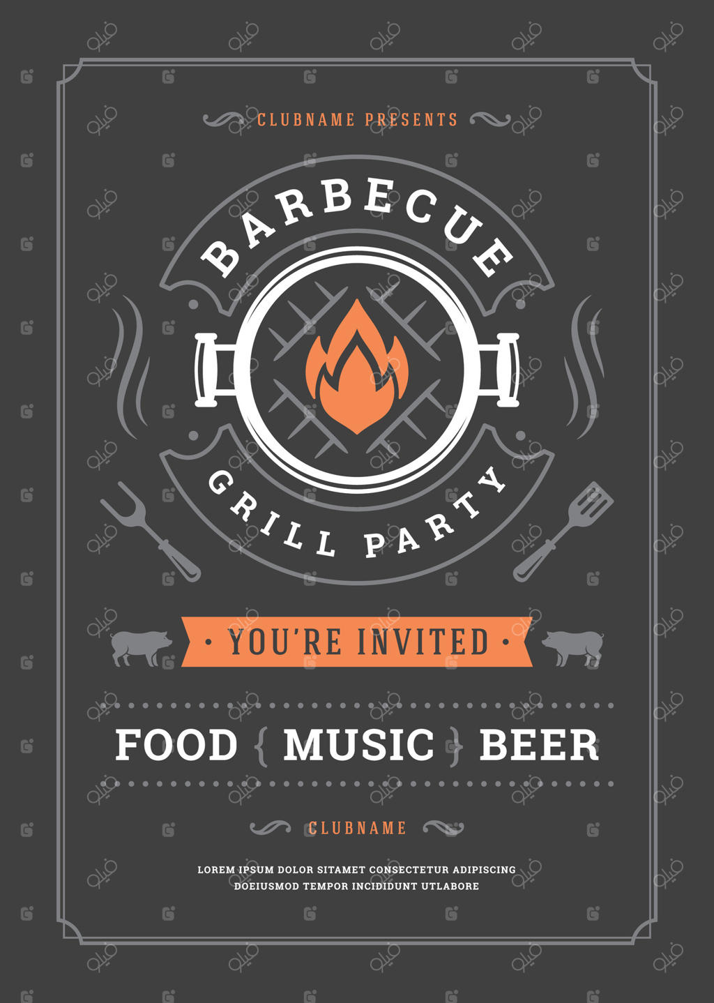 قالب طراحی پوستر یا فلایر مهمانی باربیکیو
