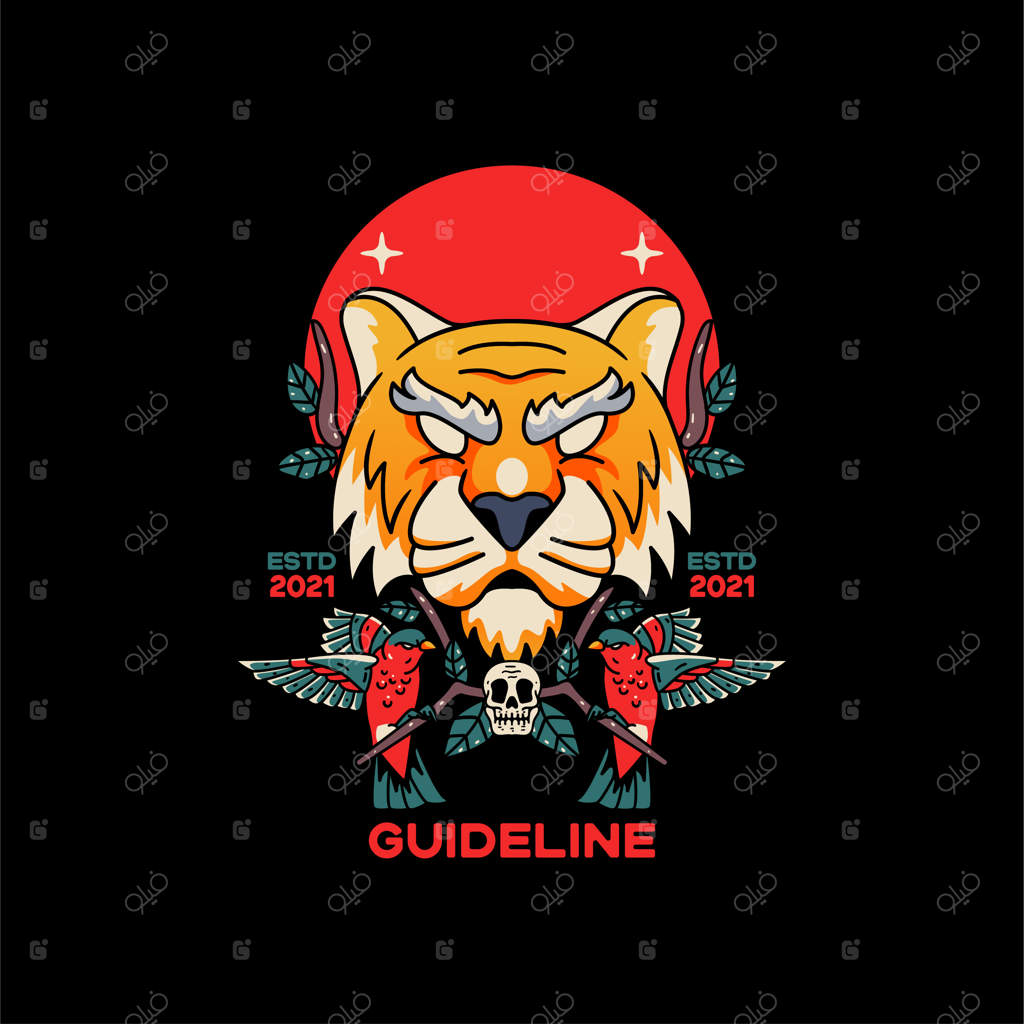 طرح طراحی ببر و پرنده برای تی‌شرت‌ها