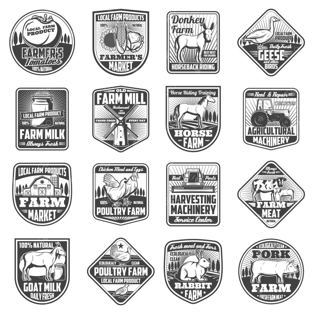 آیکون‌های کشاورزی، مزرعه پرورش دام و طیور