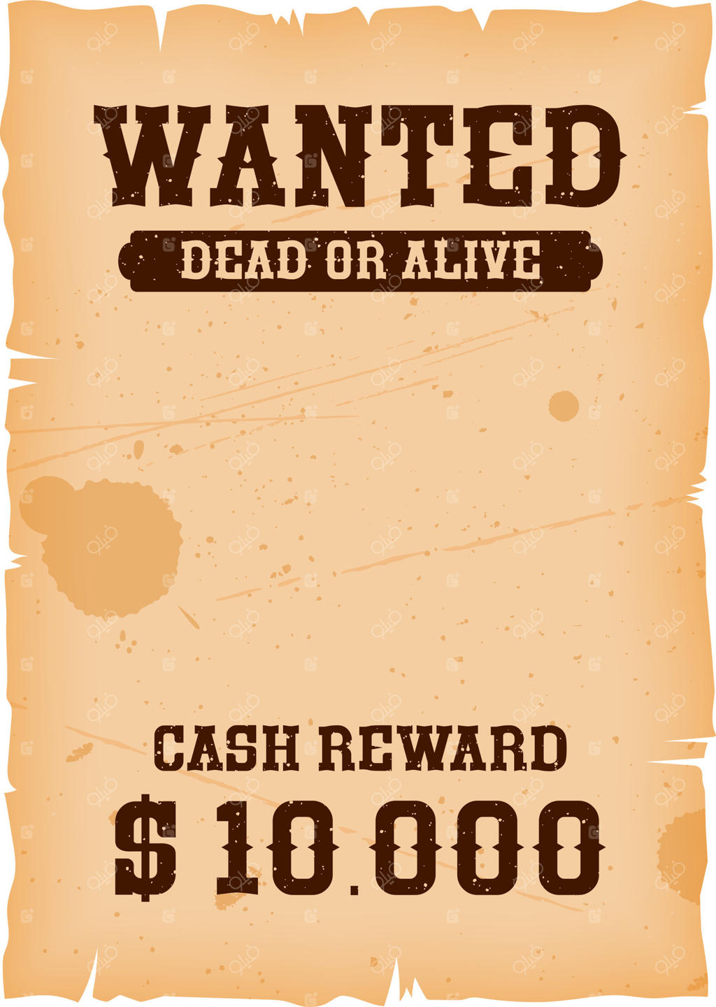 پوستر تحت تعقیب غربی: زنده یا مرده، به همراه جایزه