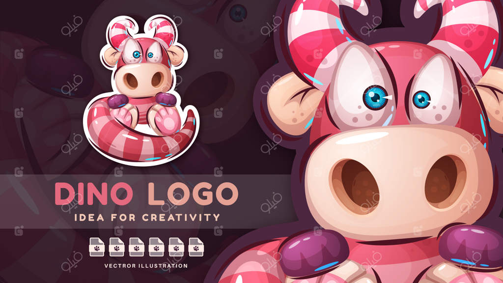 شخصیت کارتونی تدی دایناسور بامزه استیکر