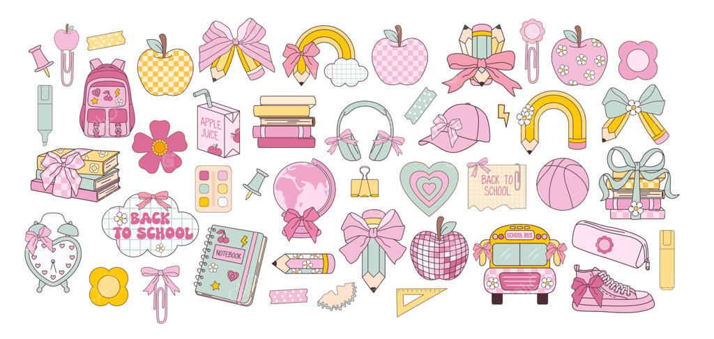 آیکون‌های پرجنب‌وجوش بازگشت به مدرسه برای پروژه‌های آموزشی  وکتور حرفه‌ای