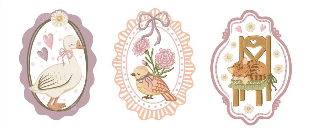 حیوانات دوست‌داشتنی با قاب‌های پاستلی