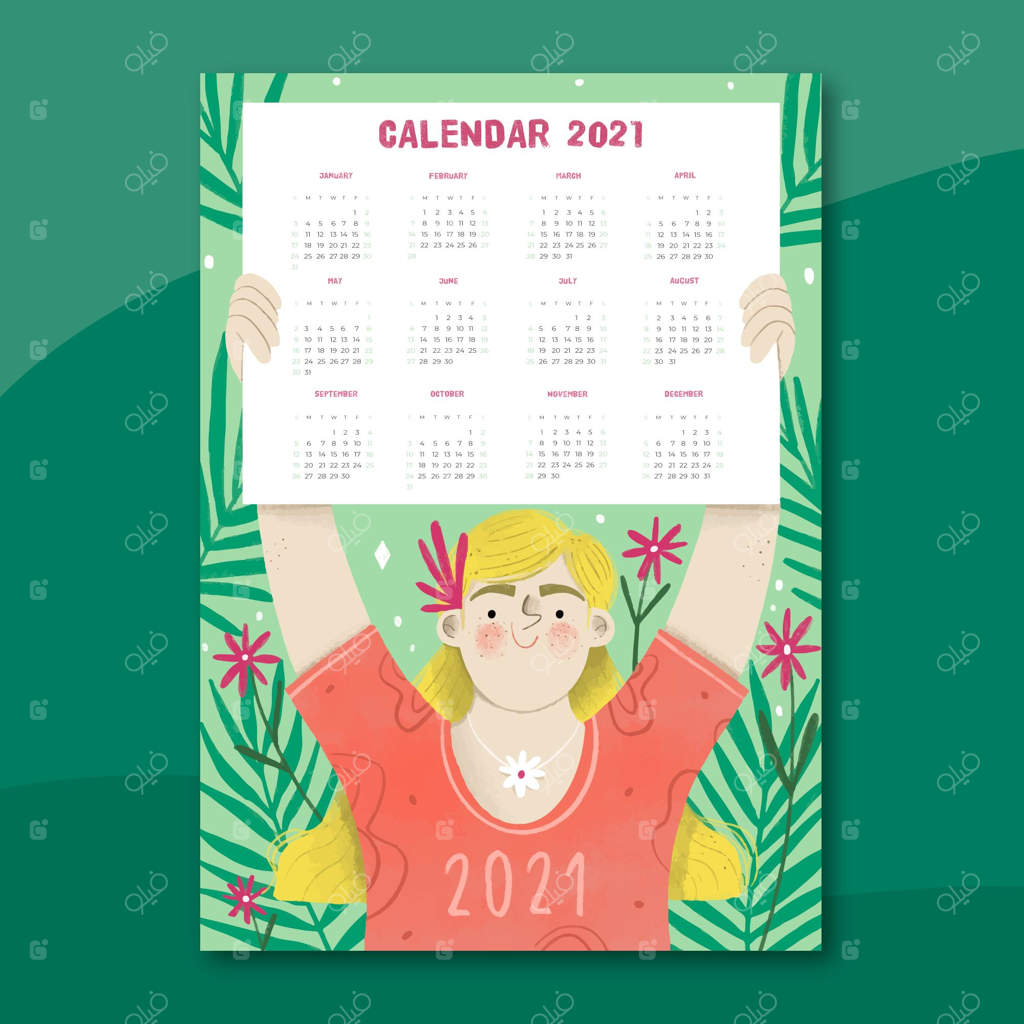 تقویم سال ۲۰۲۱ با طراحی دستی