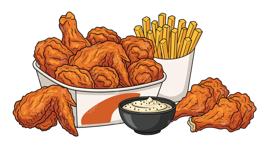 سطل هوس‌انگیز مرغ سوخاری ترد با سیب‌زمینی سرخ‌کرده طلایی؛ یک وعده غذایی دلچسب