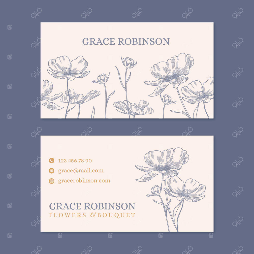قالب کارت ویزیت دست‌کشیده گل‌فروشی