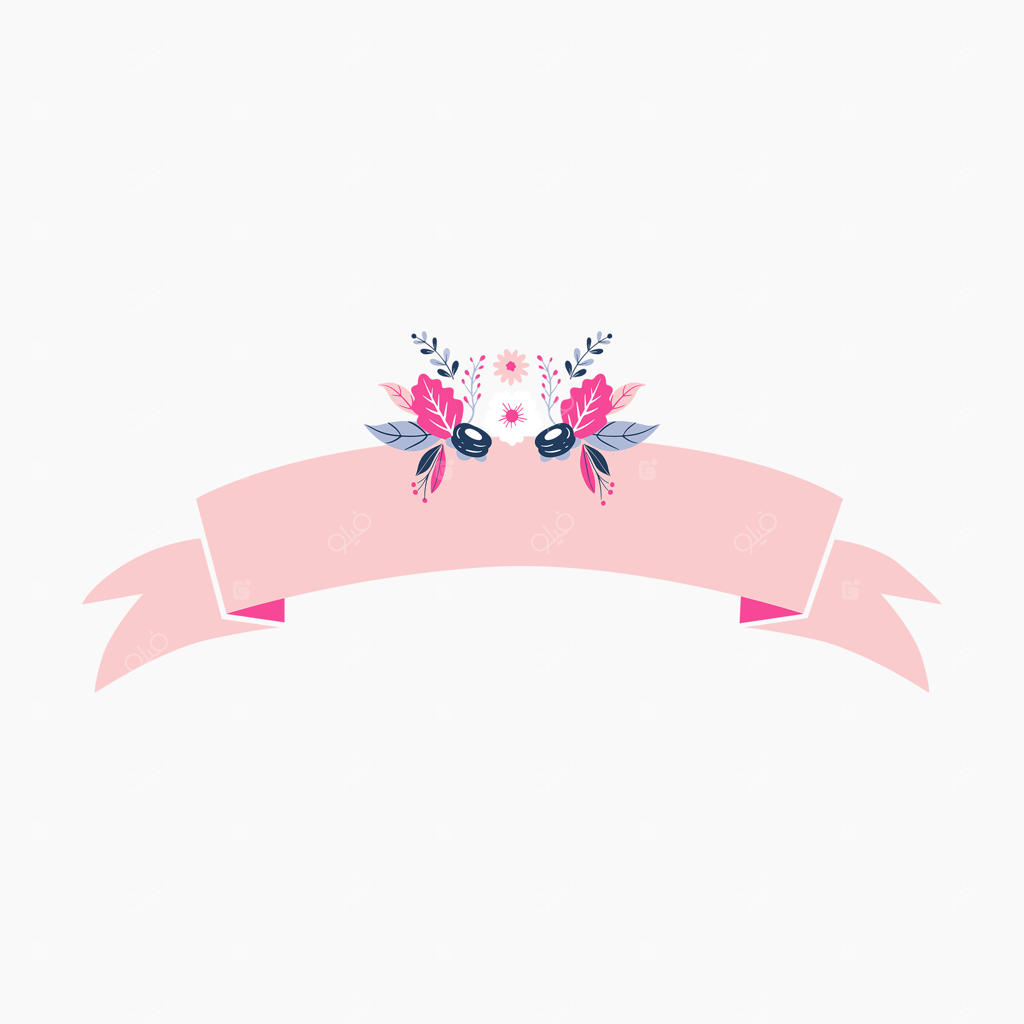 تصویر روبان صورتی با گل‌ها