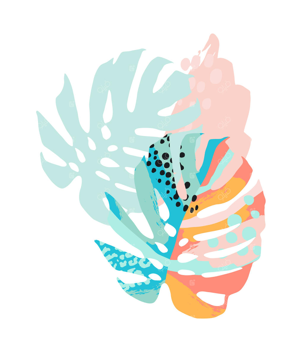 طرح انتزاعی گرمسیری برای تی‌شرت، پوستر، کارت‌ها و دکوراسیون داخلی و موارد دیگر