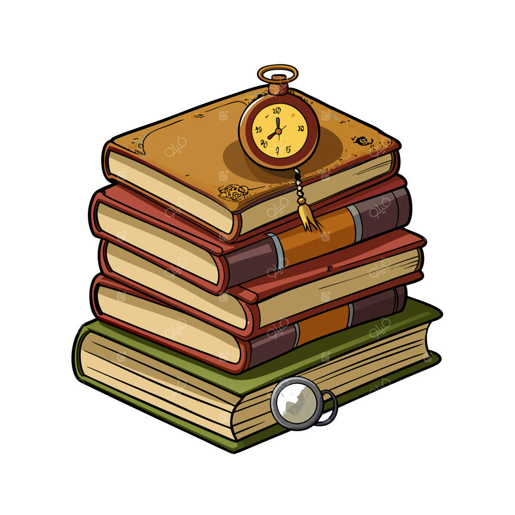 تصویرسازی توده‌ای از کتاب‌ها به سبک طراحی تخت