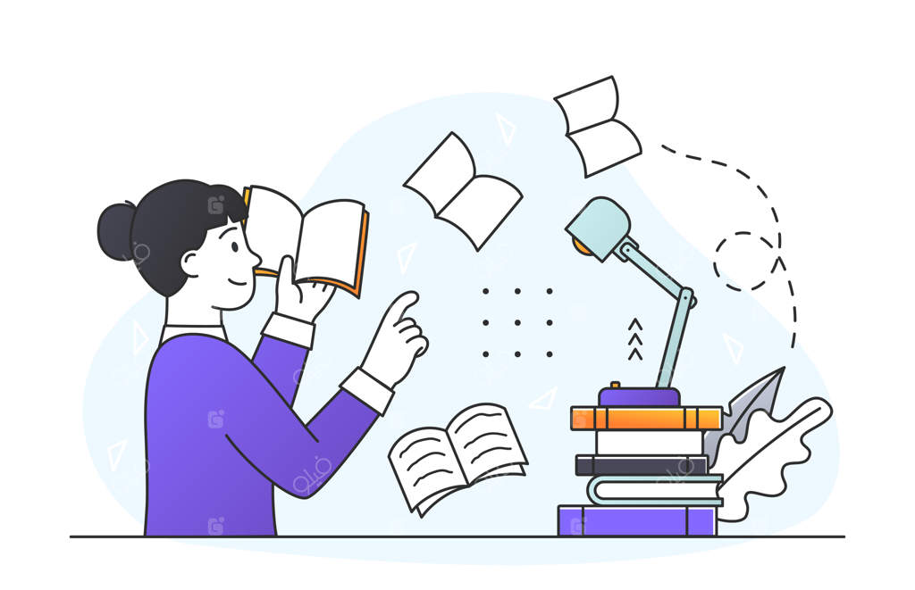 مفهوم پیام کتاب‌ها: ادبیات، معنا، و ایده‌های نویسنده، زن باهوشی که به آثار ادبی می‌پردازد