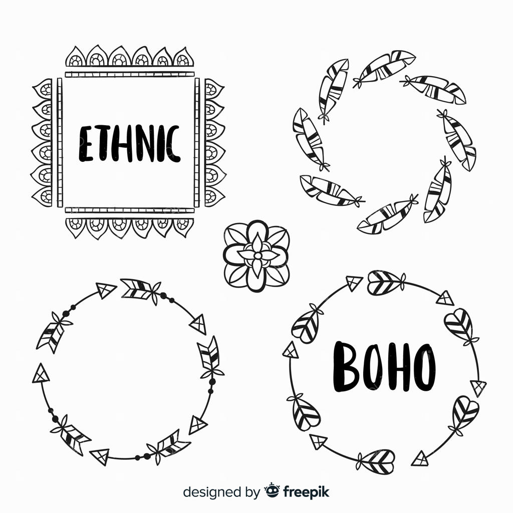 مجموعه عناصر تزئینی بوهو دستی طراحی شده