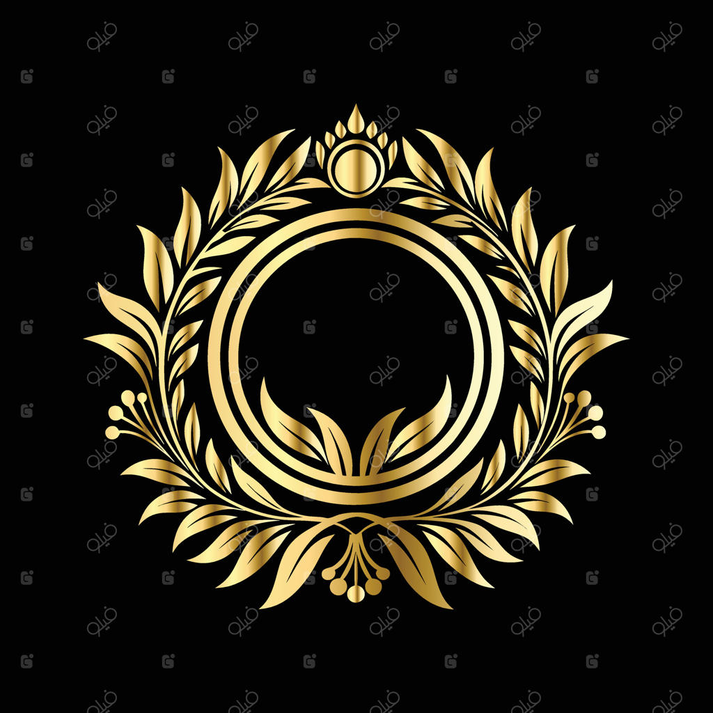 تاج طلایی برگ بو بر روی پس‌زمینه سیاه. عناصر تزئینی برای طراحی.