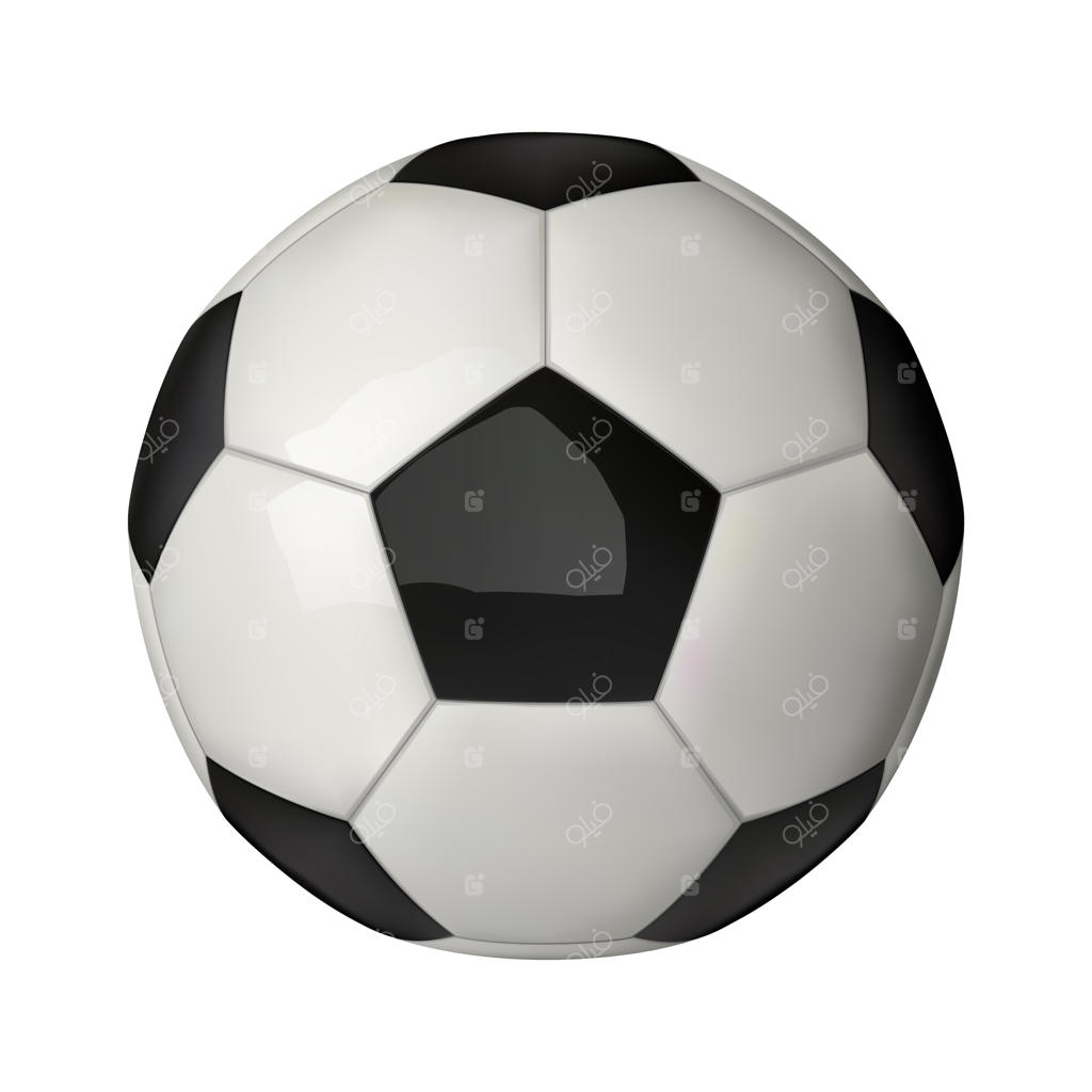 آیکون سه‌بعدی و واقع‌گرایانه فوتبال، توپ فوتبال به‌صورت ایزوله شده