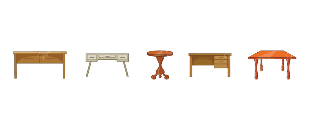 مجموعه آیکون میز، به سبک کارتونی