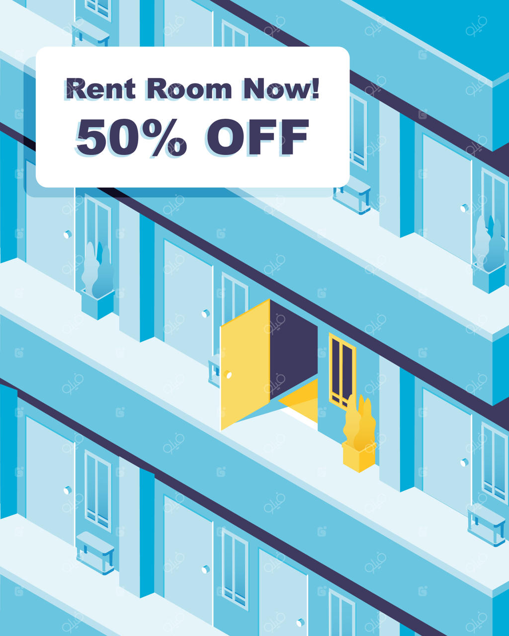 اتاق آماده اجاره؛ همین حالا اجاره کنید! بنر تبلیغاتی