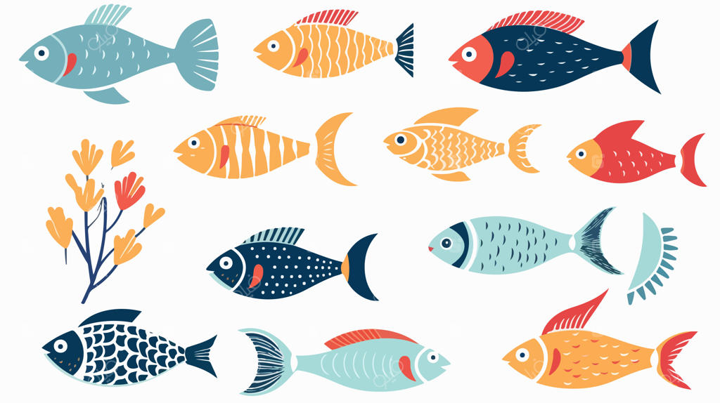 تصویرسازی وکتور طرح ماهی و حیات دریایی زیر آب