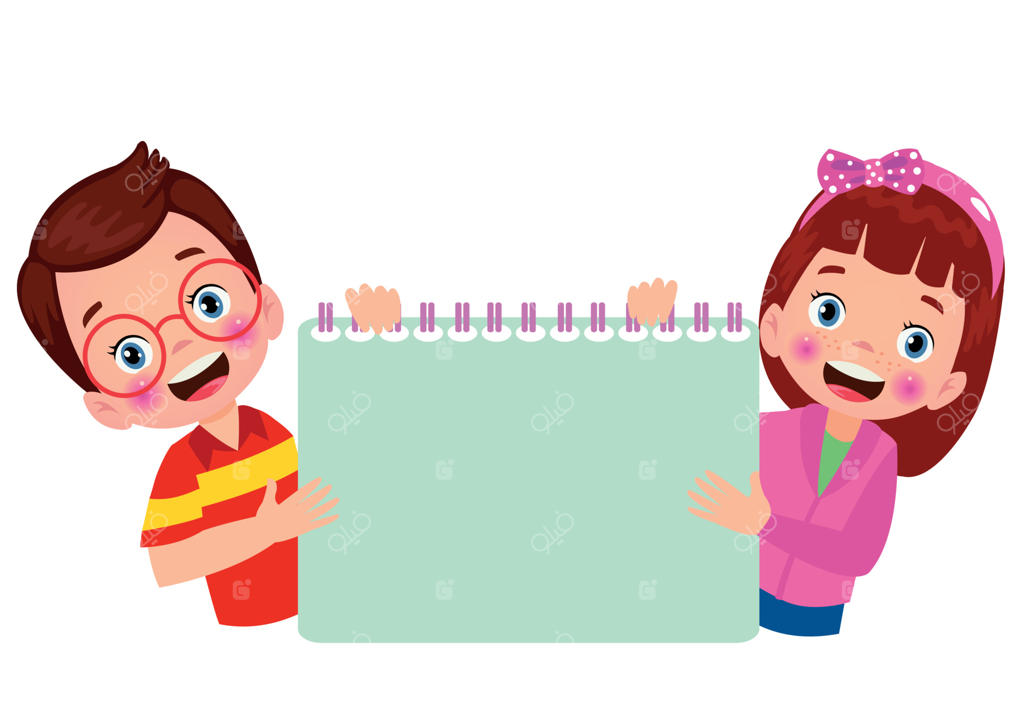 بچه‌هایی با بنر. تصویر برداری پسر و دختر با بنر خالی، تصویر کارتونی کودکان مدرسه و تخته برای نوشتن متن