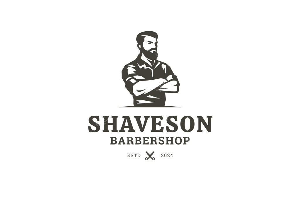 طراحی لوگوی آرایشگاه آقایان شیک و ریش‌دار با سبک قدیمی و لمس مدرن