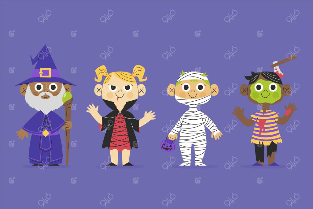 مجموعه نقاشی دستی بچه‌ها برای هالووین