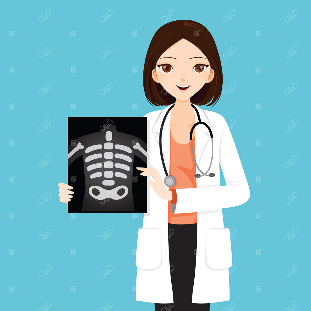 پزشک زن در حال نشان دادن فیلم رادیولوژی