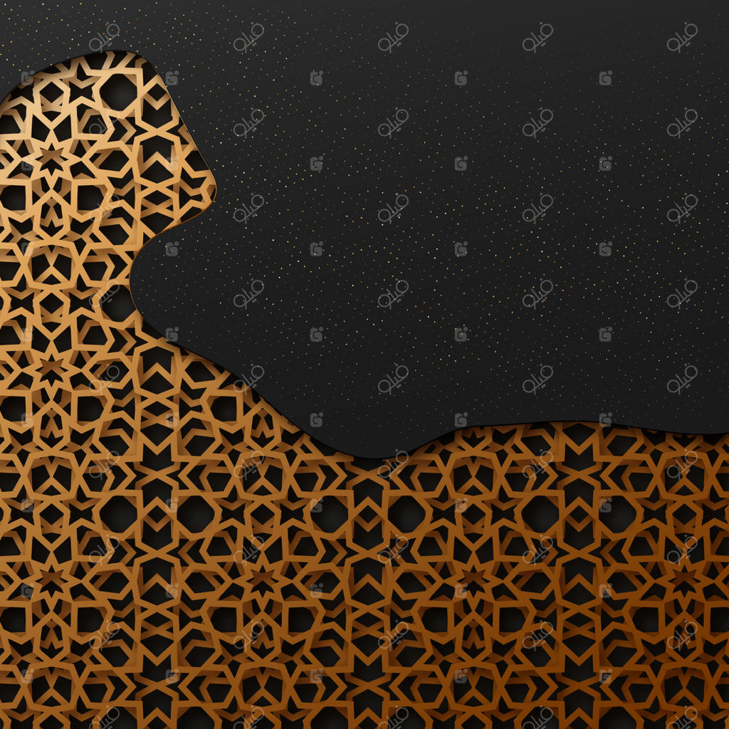 پس‌زمینه سیاه و طلایی با پترن برجسته‌کاری تونل بافت هندسی. تصویر وکتور.