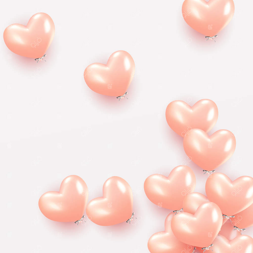 پس‌زمینهٔ جشن با بادکنک‌های هلیومی به شکل قلب عاشقانه. جشن تولد، پوستر، بنر سالگرد شادی. عناصر طراحی تزئینی واقعی. شی سه‌بعدی وکتور بادکنک به رنگ صورتی.