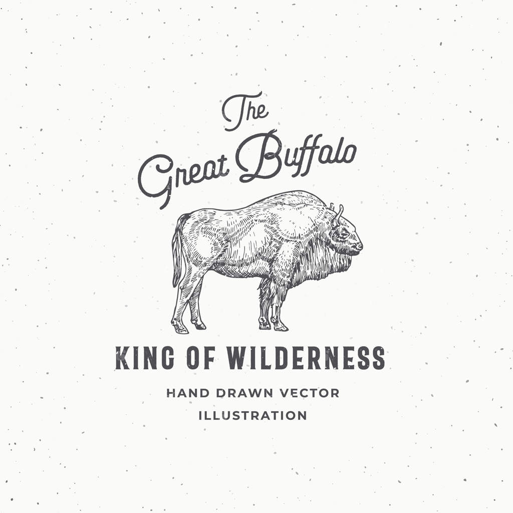 پترن بزرگ علامت، نماد یا لوگوی بوفالوی انتزاعی.