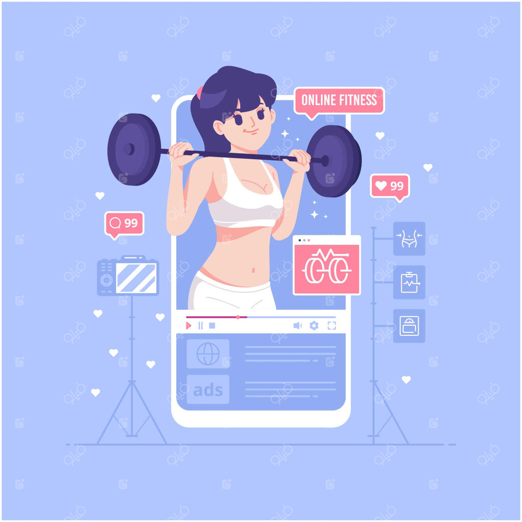 پس‌زمینه تصویرسازی مفهوم تناسب اندام آنلاین