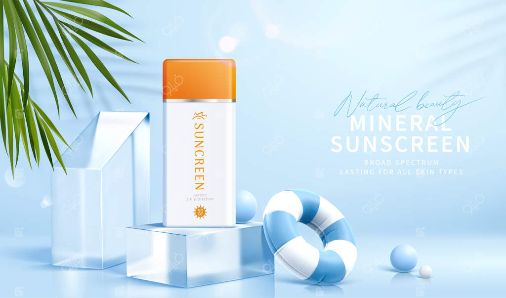 پودیوم شیشه‌ای سه‌بعدی برای محصولات زیبایی