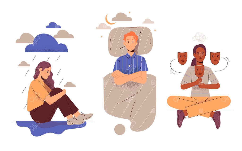 تصویر دست‌کشیده از افراد با مشکلات روحی و روانی