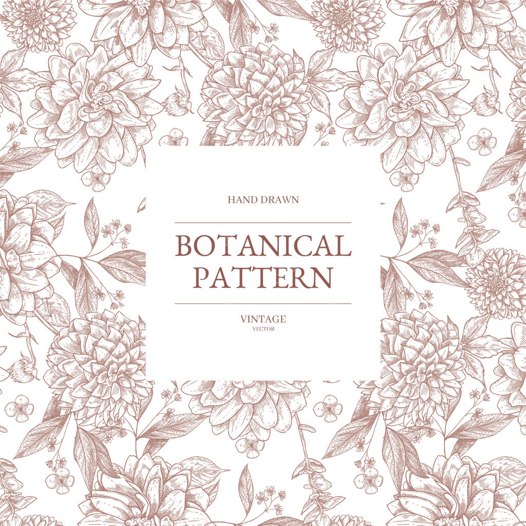 طرح گل‌های وحشی وینتیج به صورت دستی طراحی‌شده