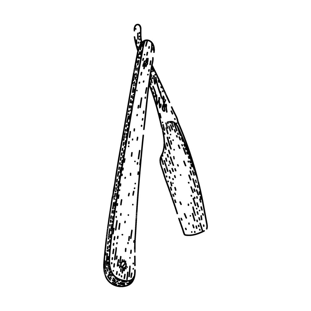 طرح دستی از ابزارهای آرایشگر: ریش‌تراش و تیغ اصلاح