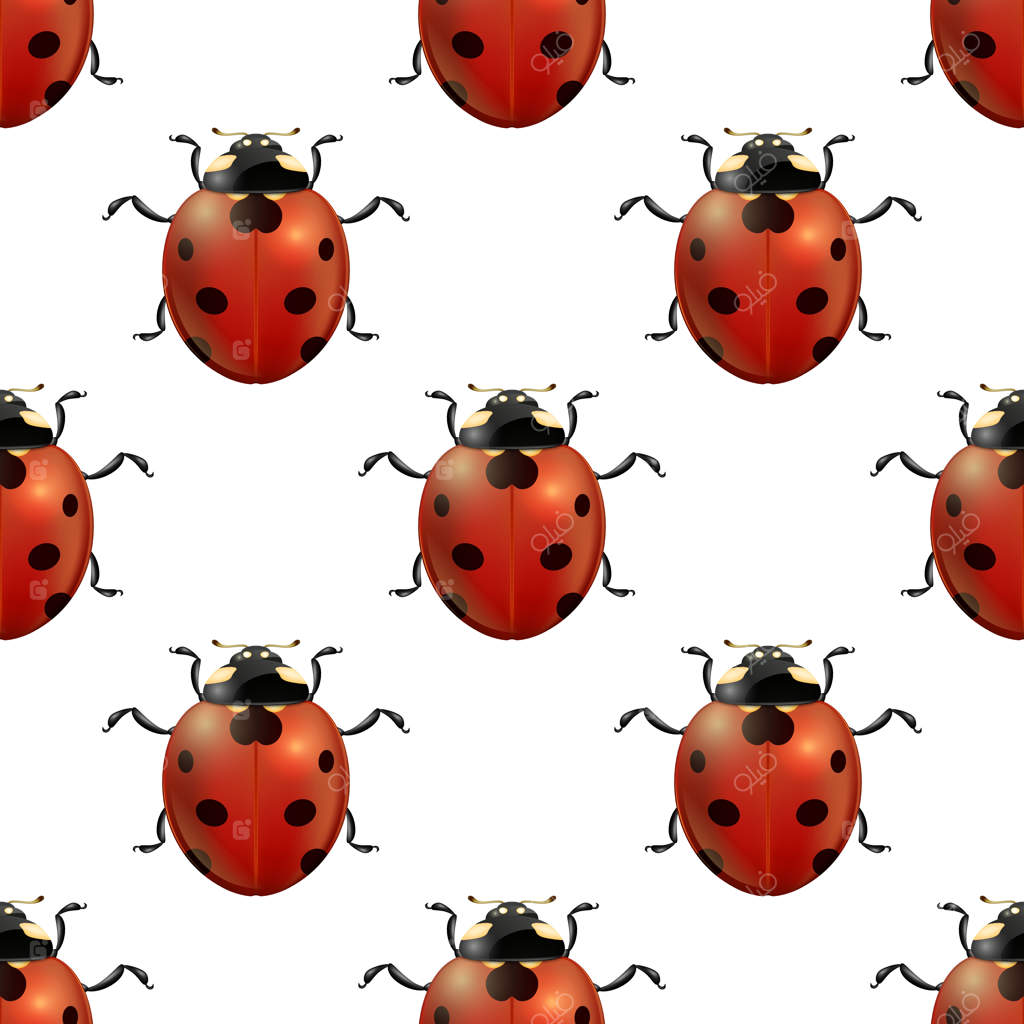 پترن یکپارچه بهاری با کفشدوزک‌های واقعی.