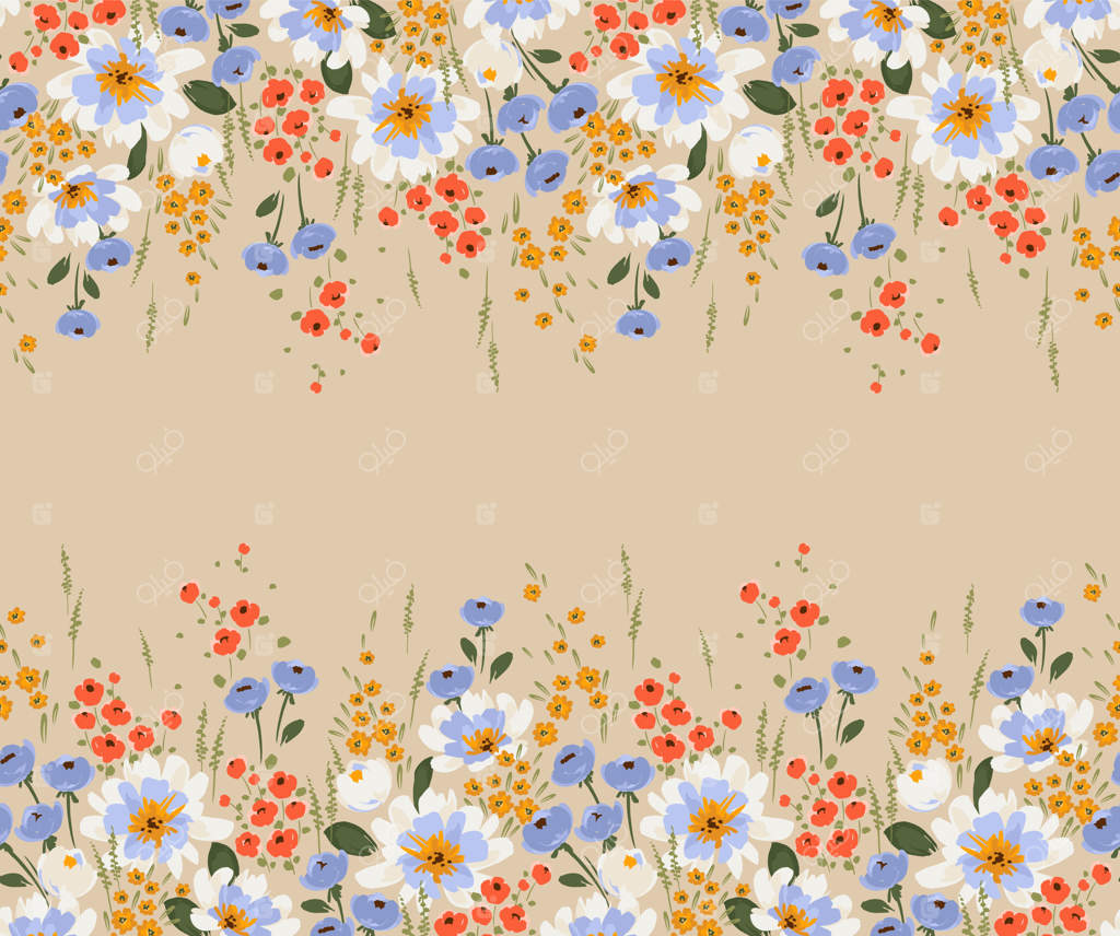 طرح وکتور نوار گل‌دار پیوسته برای جلد کاغذ، پارچه، دکور داخلی و سایر موارد